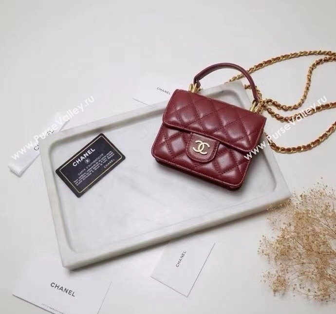 Chanel Quilted Calfskin Clutch with Chain and Top Handle Red 2024 CH102210 (99-241022139)