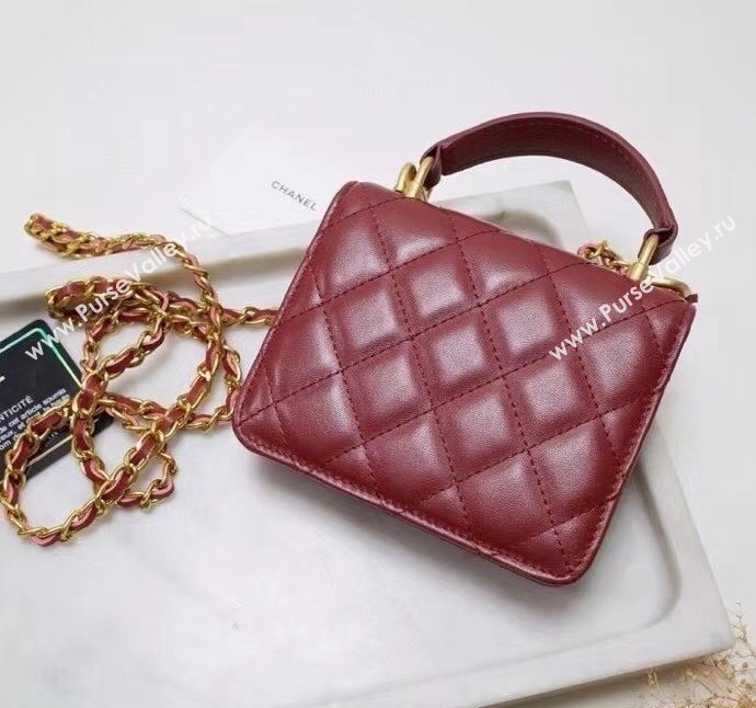 Chanel Quilted Calfskin Clutch with Chain and Top Handle Red 2024 CH102210 (99-241022139)