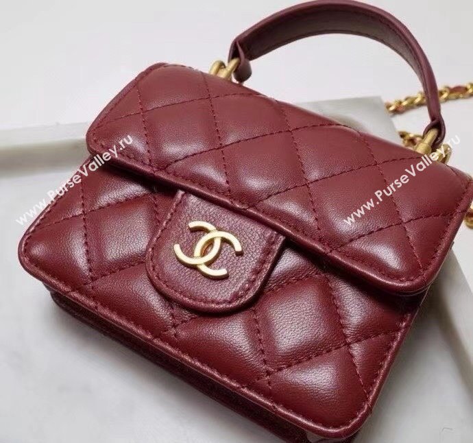 Chanel Quilted Calfskin Clutch with Chain and Top Handle Red 2024 CH102210 (99-241022139)