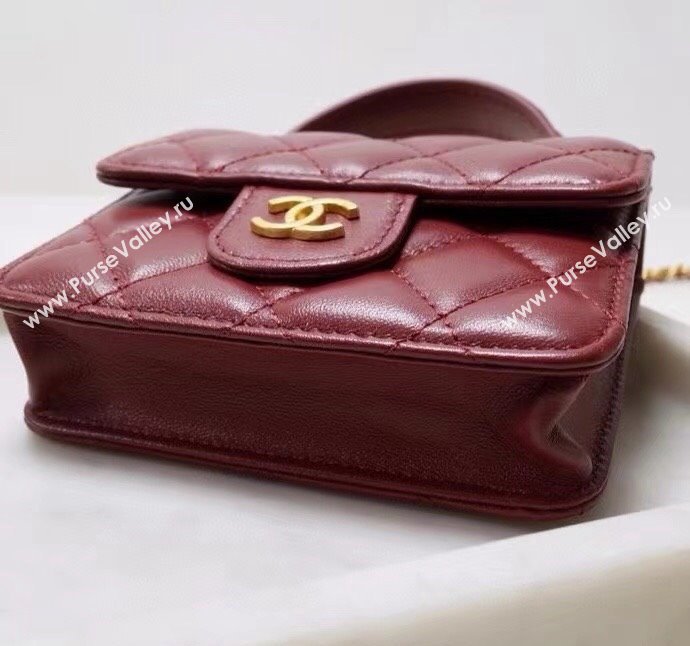 Chanel Quilted Calfskin Clutch with Chain and Top Handle Red 2024 CH102210 (99-241022139)