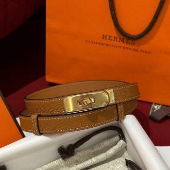 Hermes Kelly Duo Belt 1.8cm in Epsom Calfskin Brown/Gold 2024 H102202 (99-241022116)