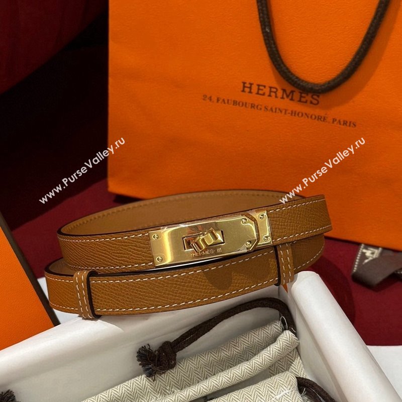 Hermes Kelly Duo Belt 1.8cm in Epsom Calfskin Brown/Gold 2024 H102202 (99-241022116)