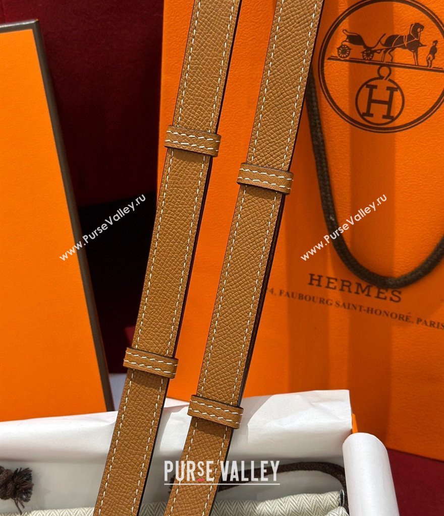 Hermes Kelly Duo Belt 1.8cm in Epsom Calfskin Brown/Gold 2024 H102202 (99-241022116)