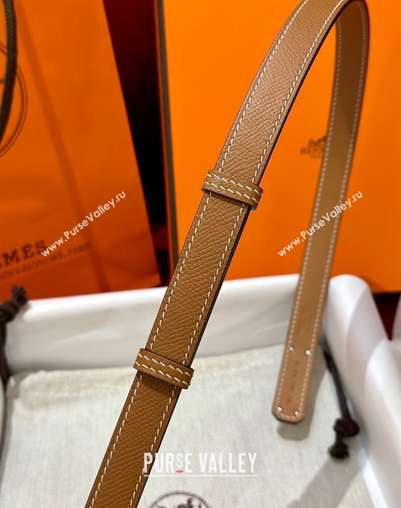 Hermes Kelly Duo Belt 1.8cm in Epsom Calfskin Brown/Silver 2024 H102202 (99-241022117)