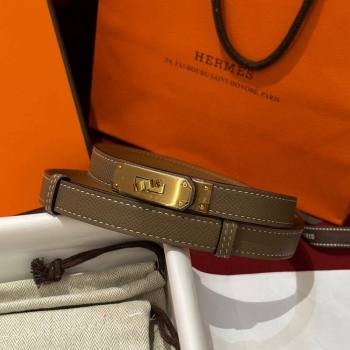 Hermes Kelly Duo Belt 1.8cm in Epsom Calfskin Grey/Gold 2024 H102202 (99-241022120)