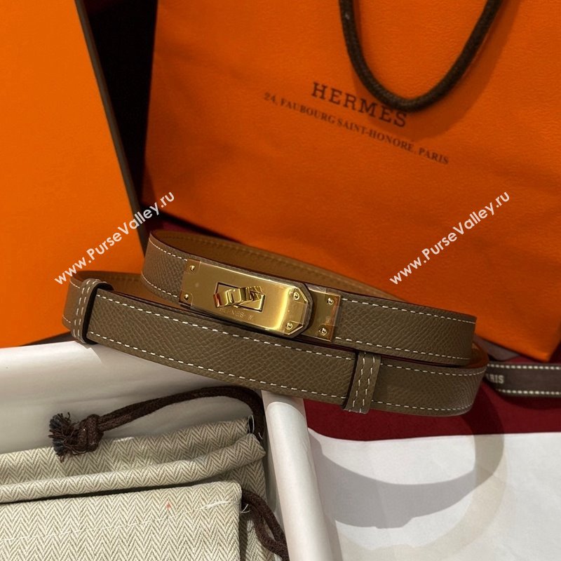 Hermes Kelly Duo Belt 1.8cm in Epsom Calfskin Grey/Gold 2024 H102202 (99-241022120)