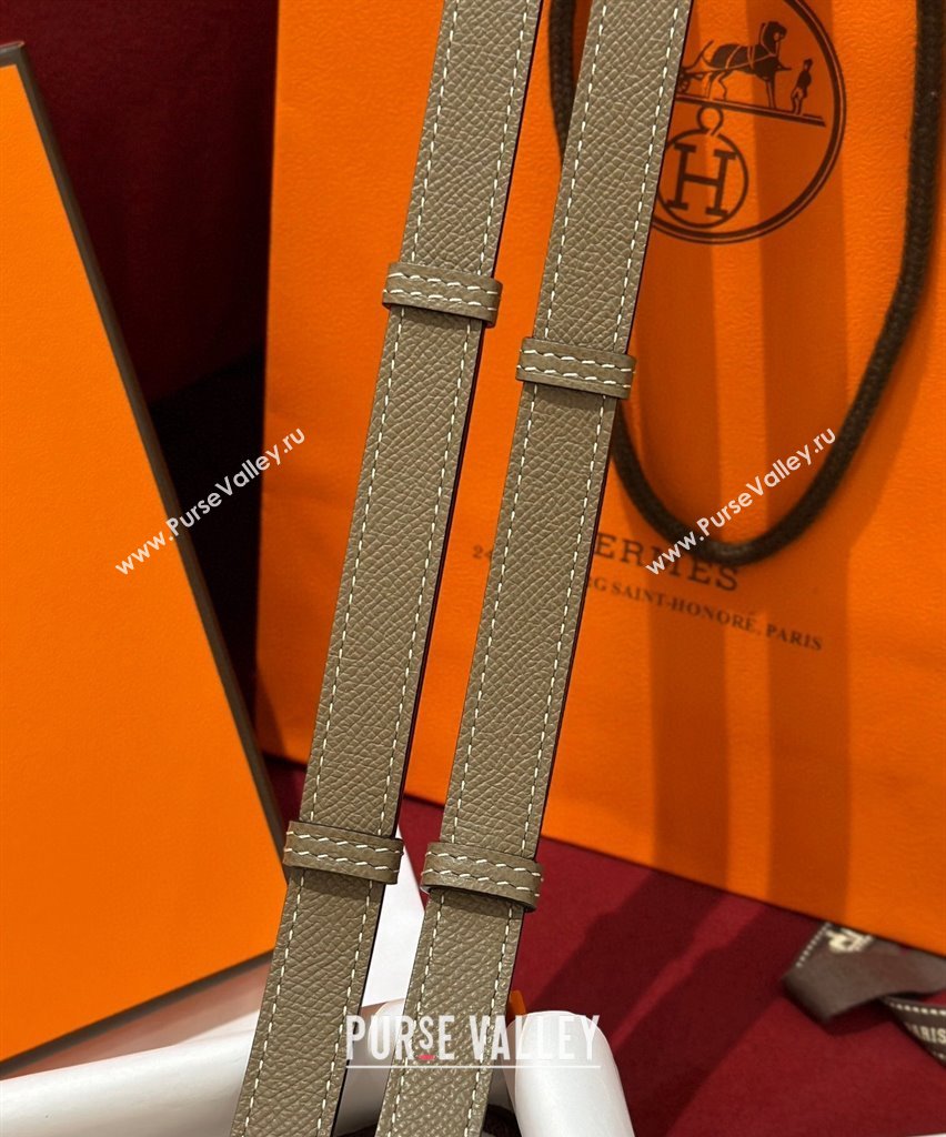 Hermes Kelly Duo Belt 1.8cm in Epsom Calfskin Grey/Gold 2024 H102202 (99-241022120)