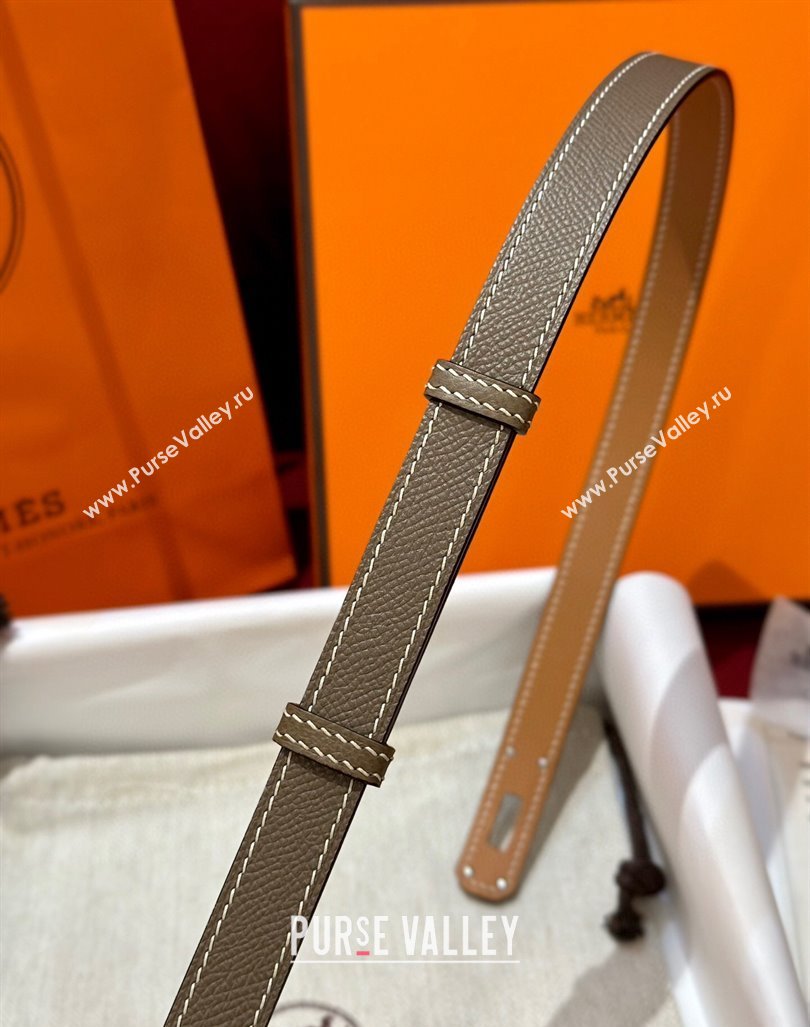 Hermes Kelly Duo Belt 1.8cm in Epsom Calfskin Grey/Silver 2024 H102202 (99-241022121)