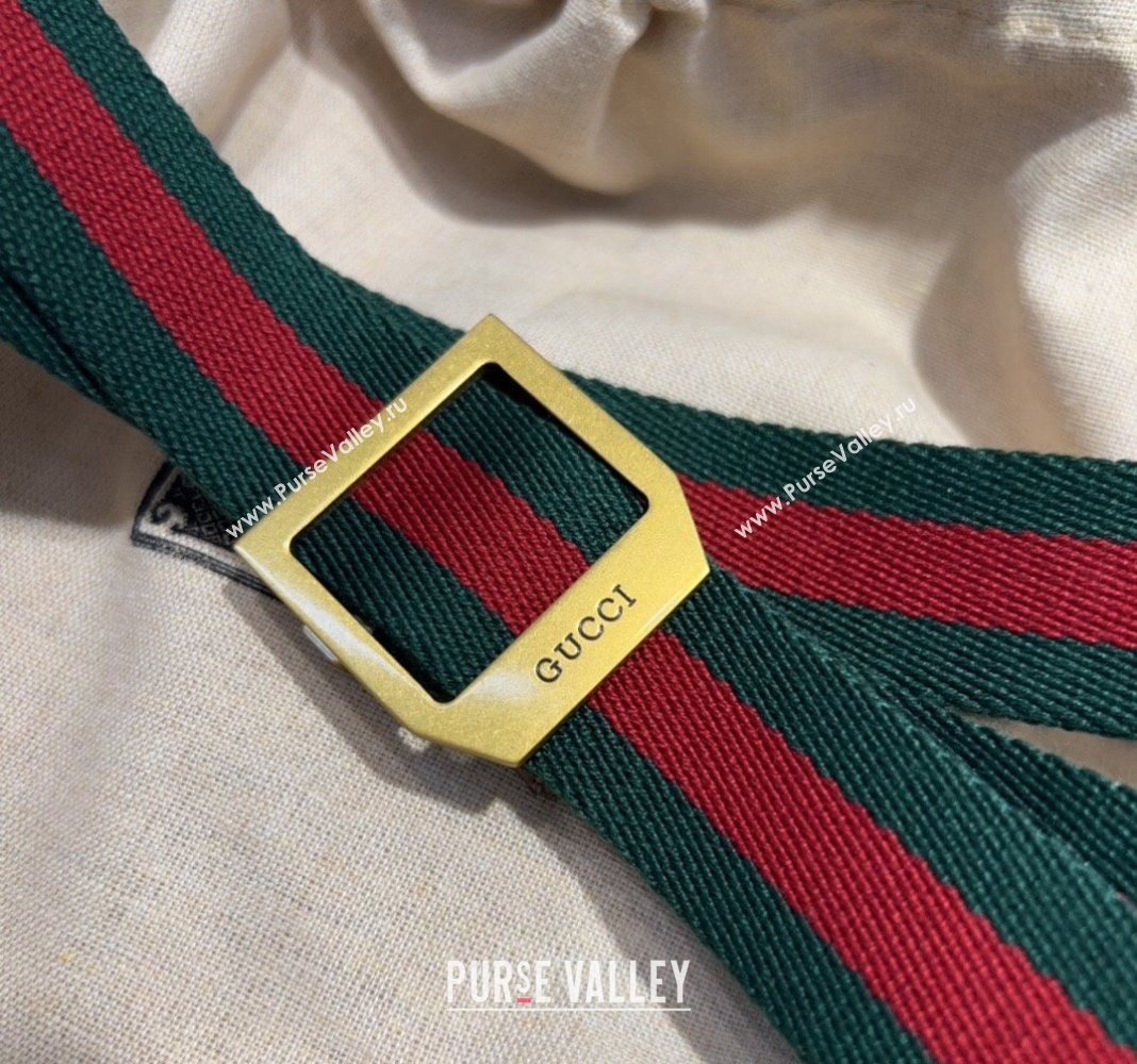 Gucci Web Belt with Rectangular Buckle Green 2024 GG102104 (99-241021123)