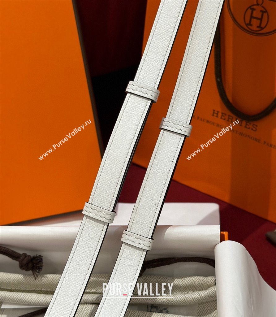 Hermes Kelly Duo Belt 1.8cm in Epsom Calfskin White/Silver 2024 H102202 (99-241022123)