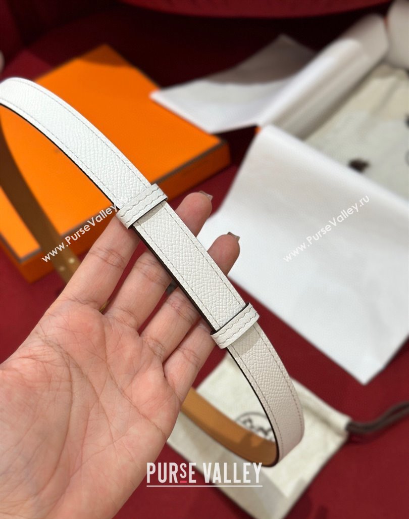 Hermes Kelly Duo Belt 1.8cm in Epsom Calfskin White/Silver 2024 H102202 (99-241022123)