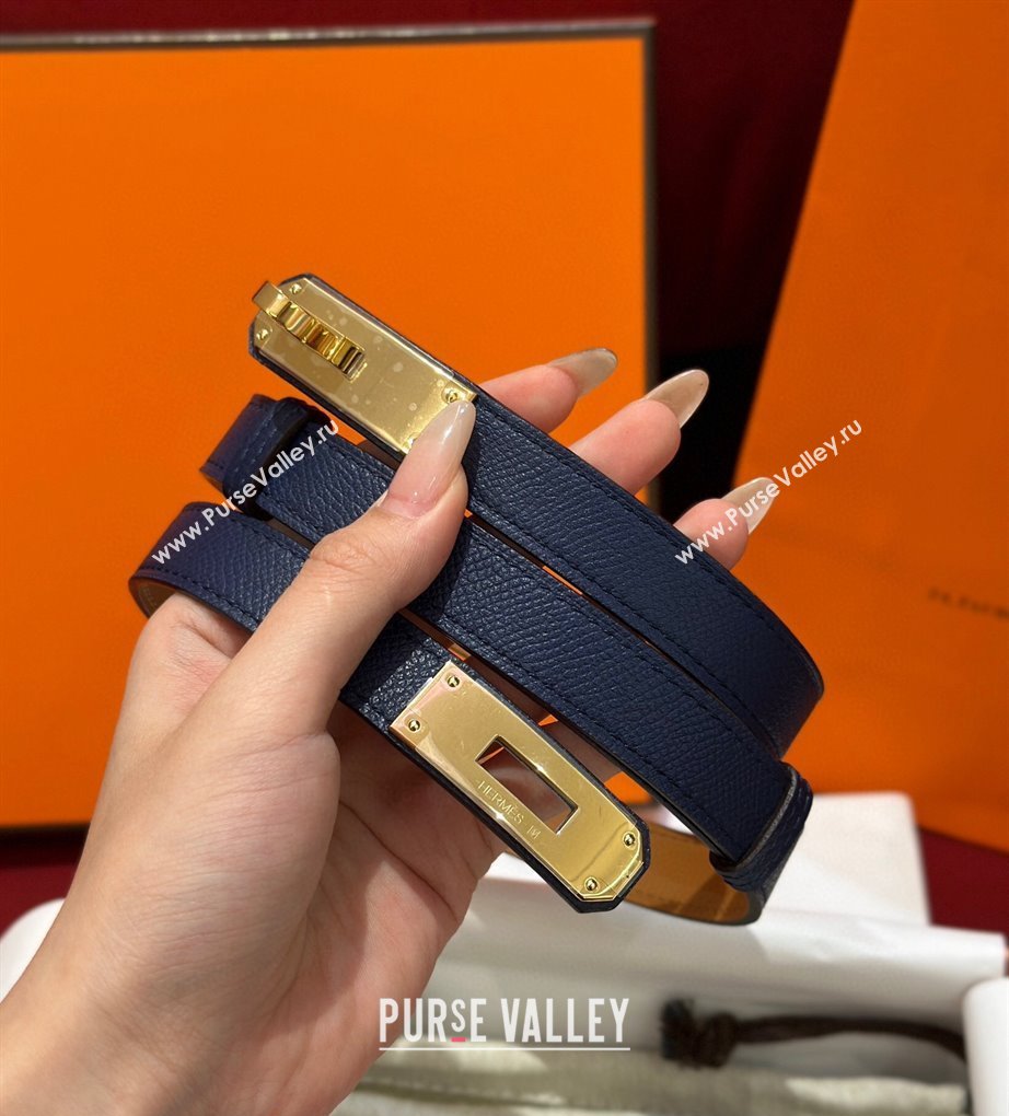 Hermes Kelly Duo Belt 1.8cm in Epsom Calfskin Blue/Gold 2024 H102202 (99-241022124)