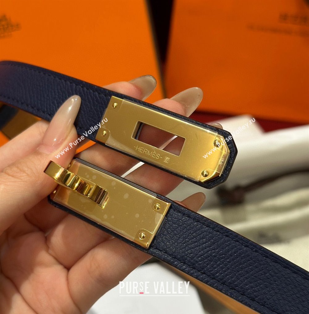 Hermes Kelly Duo Belt 1.8cm in Epsom Calfskin Blue/Gold 2024 H102202 (99-241022124)