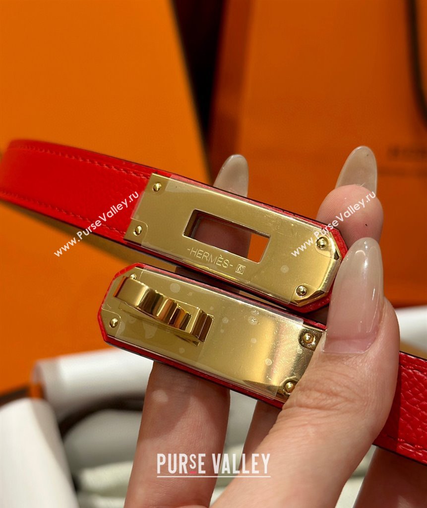 Hermes Kelly Duo Belt 1.8cm in Epsom Calfskin Red/Gold 2024 H102202 (99-241022126)