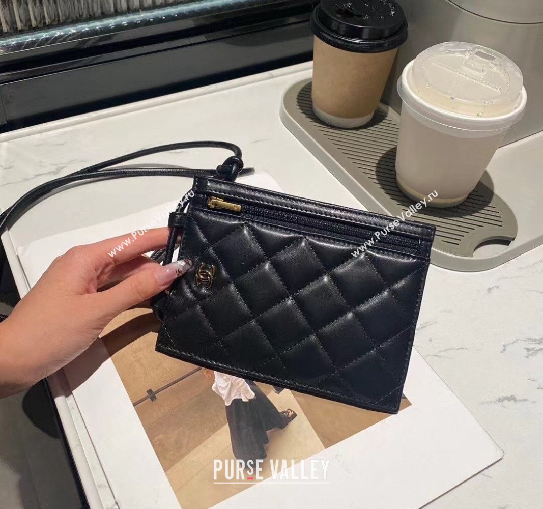 Chanel Quilted Lambskin Passport Crossbody Mini Bag Black 2024 CH102211 (99-241022140)