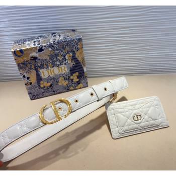 Dior Cannage Calfskin Belt 3cm with Card Pouch White 2024 (99-241022006)