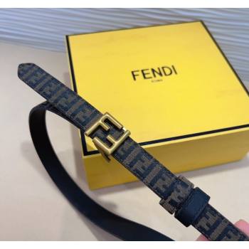 Fendi FF Canvas and Calfskin Belt 2cm Black/Aged Gold 2024 FE102201 (99-241022018)