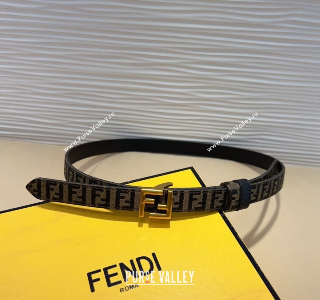 Fendi FF Canvas and Calfskin Belt 2cm Black/Aged Gold 2024 FE102201 (99-241022018)