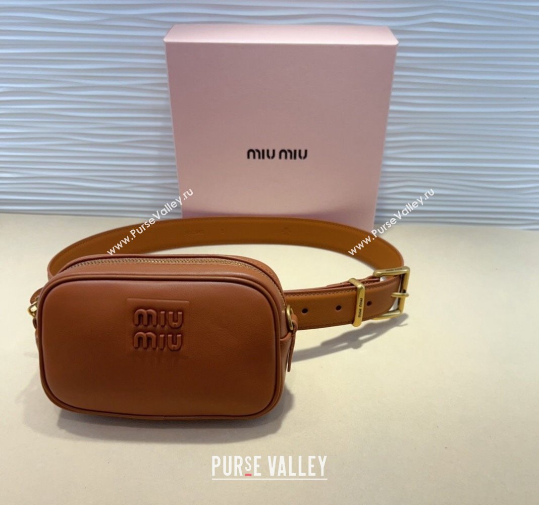 Miu Miu Nappa leather Belt 3cm with Pouch Brown 2024 MM102203 (99-241022153)