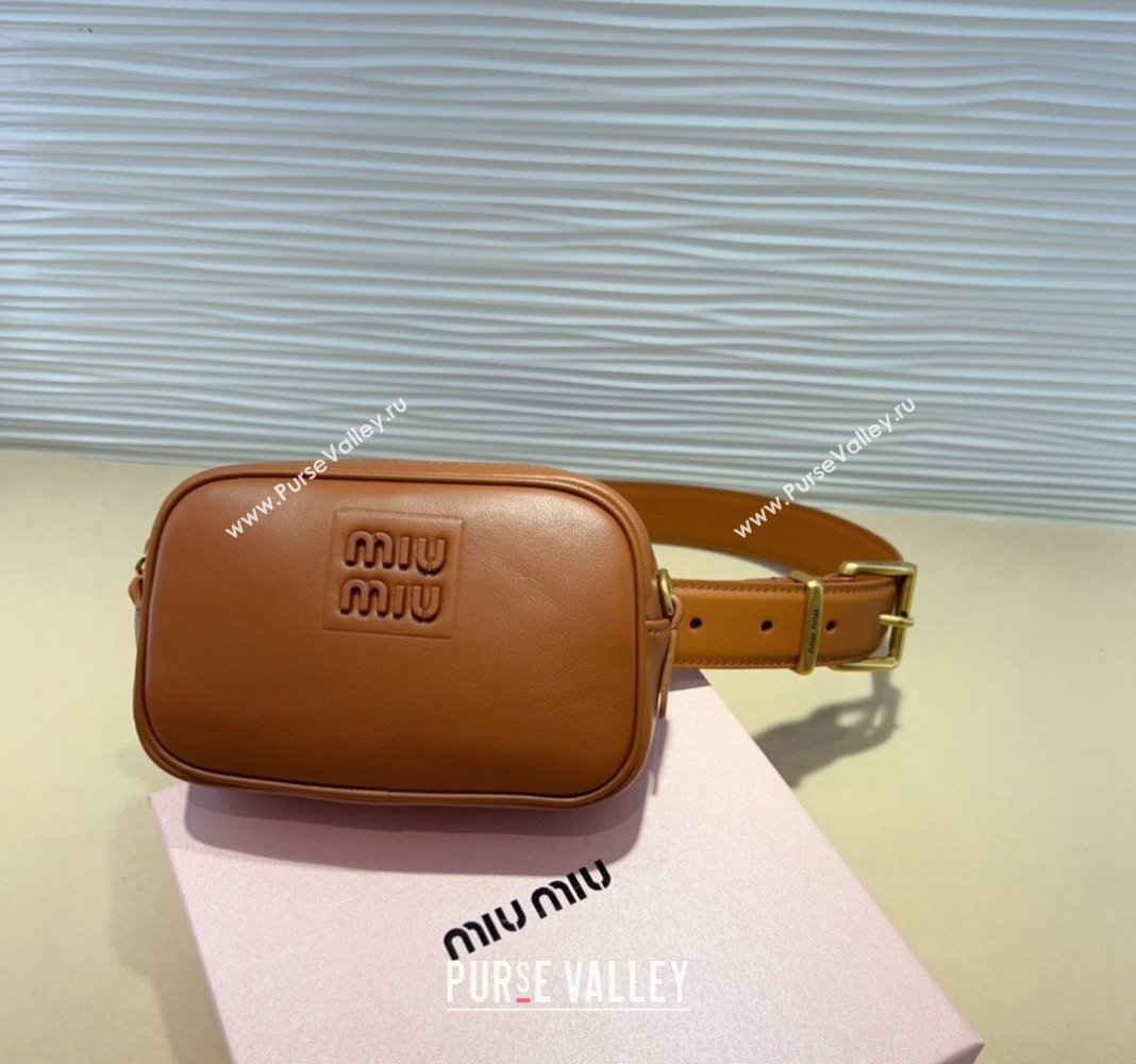 Miu Miu Nappa leather Belt 3cm with Pouch Brown 2024 MM102203 (99-241022153)