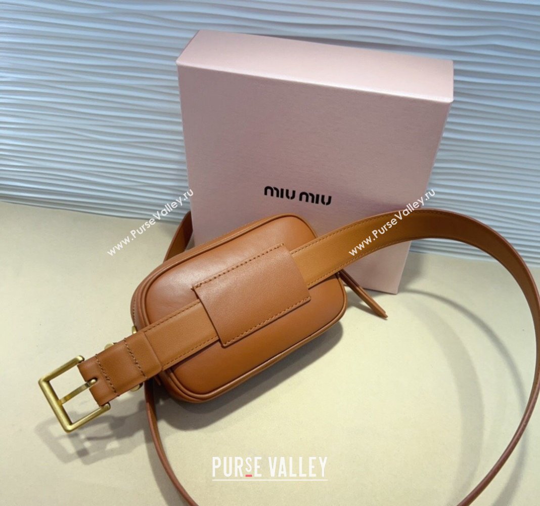 Miu Miu Nappa leather Belt 3cm with Pouch Brown 2024 MM102203 (99-241022153)