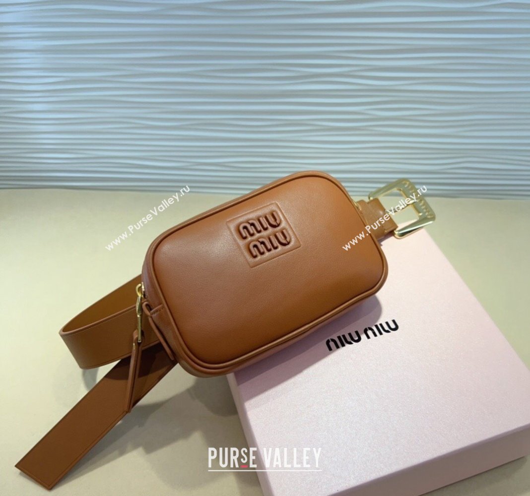 Miu Miu Nappa leather Belt 3cm with Pouch Brown 2024 MM102204 (99-241022155)