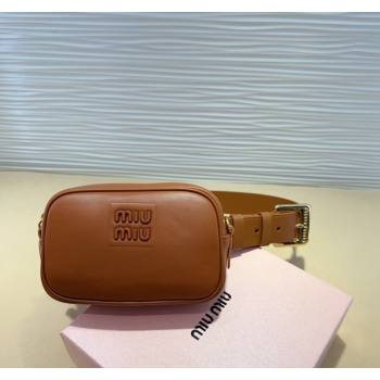 Miu Miu Nappa leather Belt 3cm with Pouch Brown 2024 MM102204 (99-241022155)