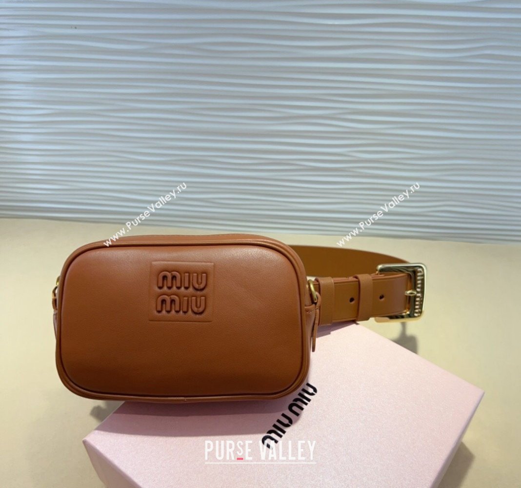 Miu Miu Nappa leather Belt 3cm with Pouch Brown 2024 MM102204 (99-241022155)