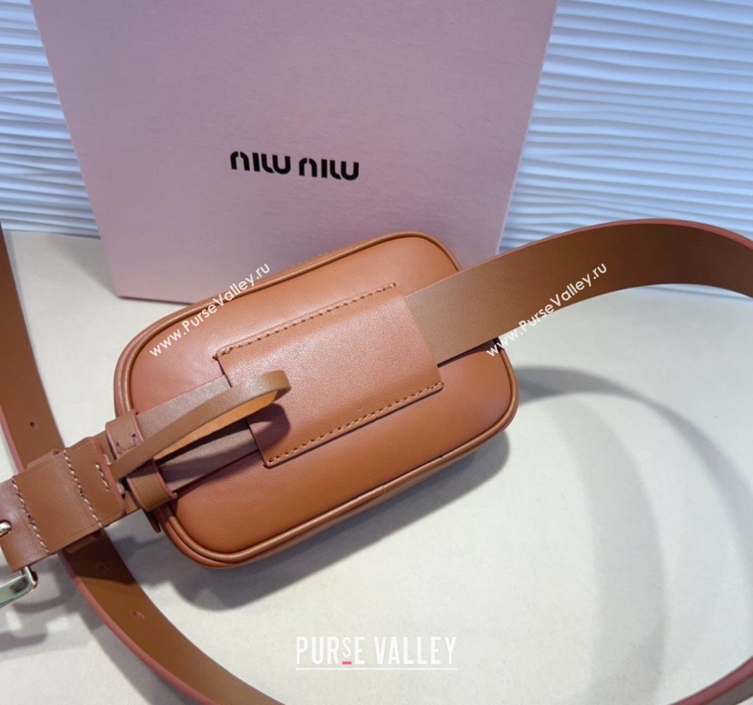 Miu Miu Nappa leather Belt 3cm with Pouch Brown 2024 MM102204 (99-241022155)