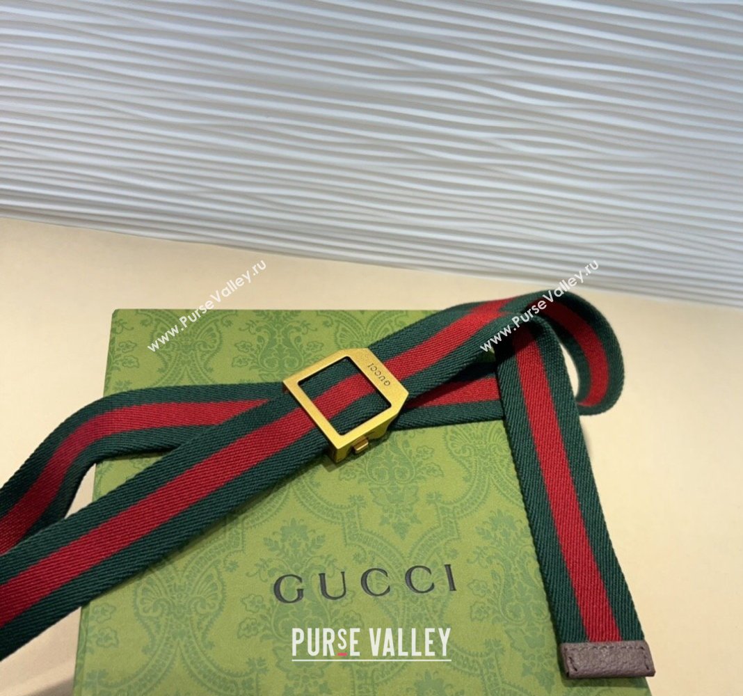 Gucci Web Belt with Rectangular Buckle Green 2024 GG102104 (99-241021123)