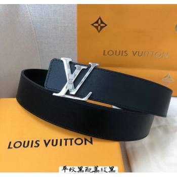 Louis Vuitton Grained and Smooth Calfskin Belt 4cm Black 2024 1127 (99-241127050)