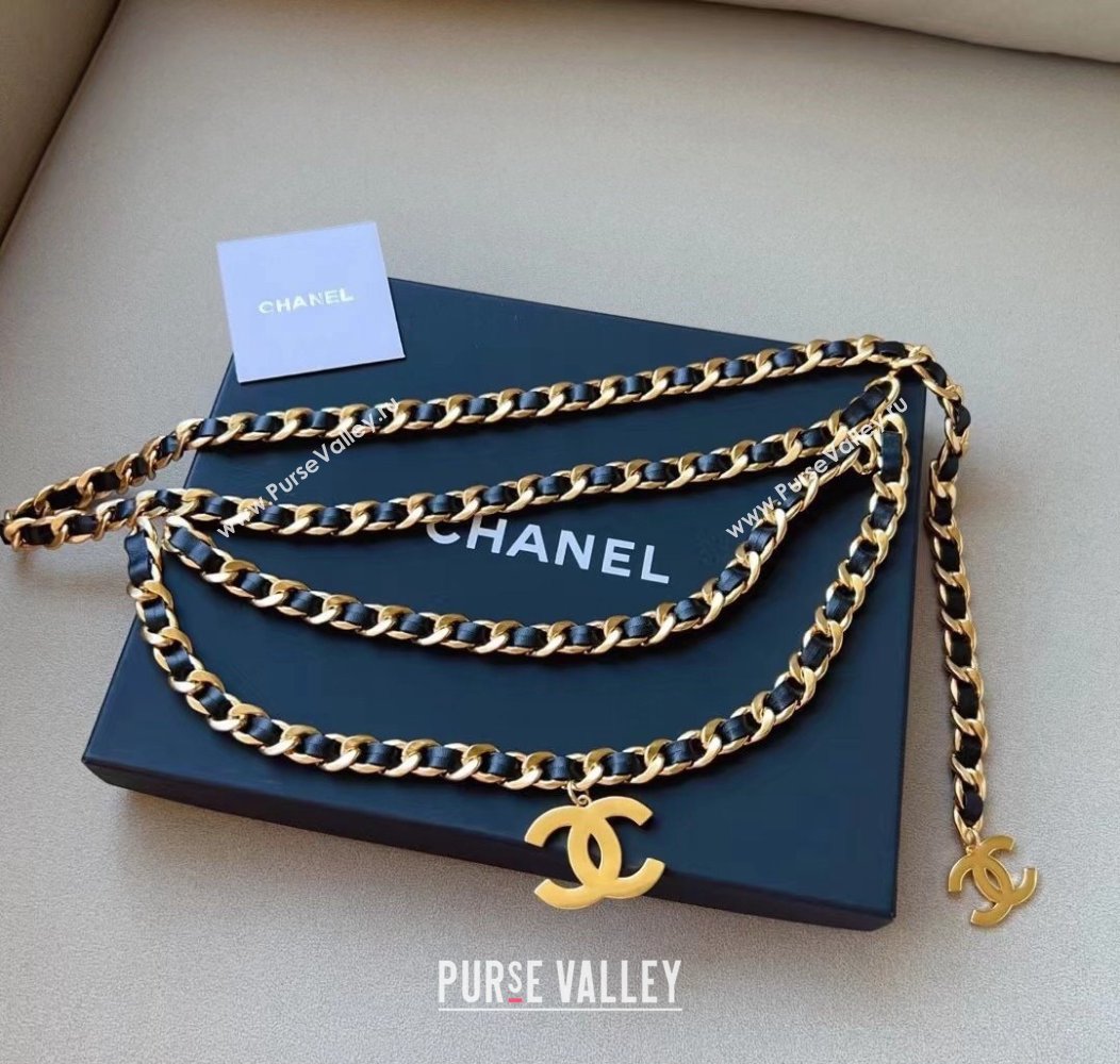 Chanel Chain and Leather Belt Black 2024 1127 (99-241127052)