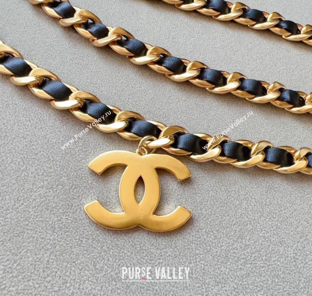 Chanel Chain and Leather Belt Black 2024 1127 (99-241127052)