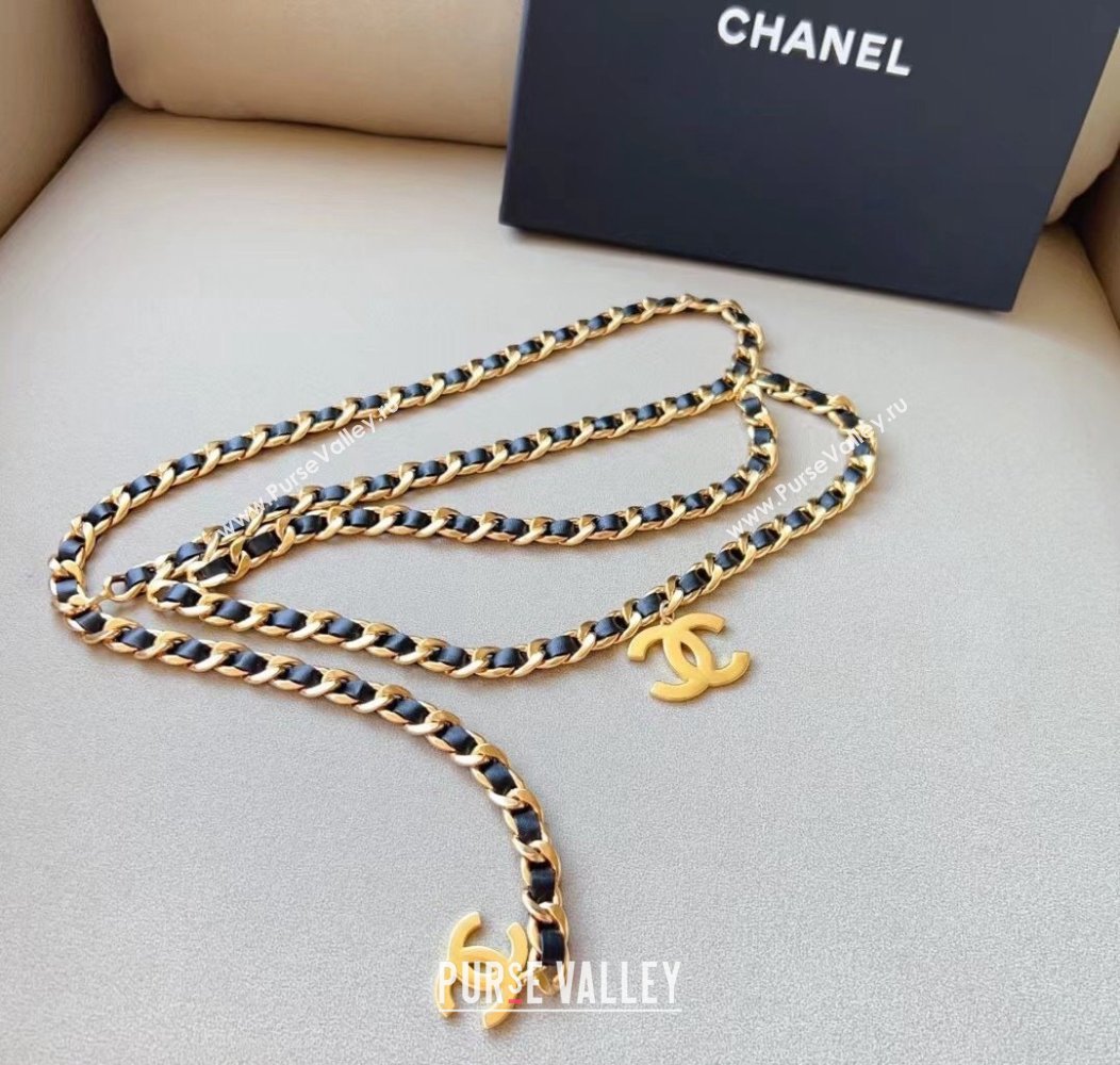 Chanel Chain and Leather Belt Black 2024 1127 (99-241127052)