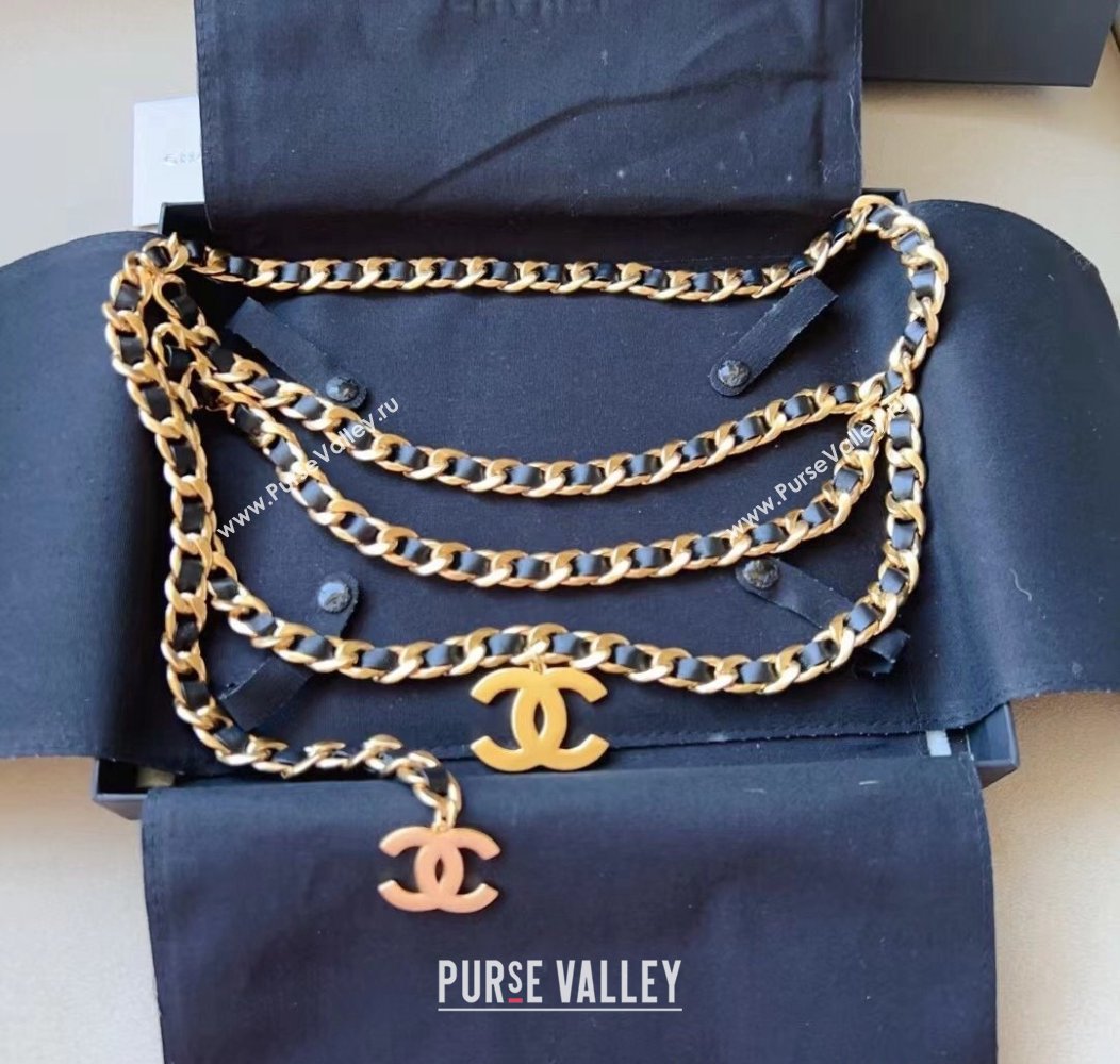 Chanel Chain and Leather Belt Black 2024 1127 (99-241127052)