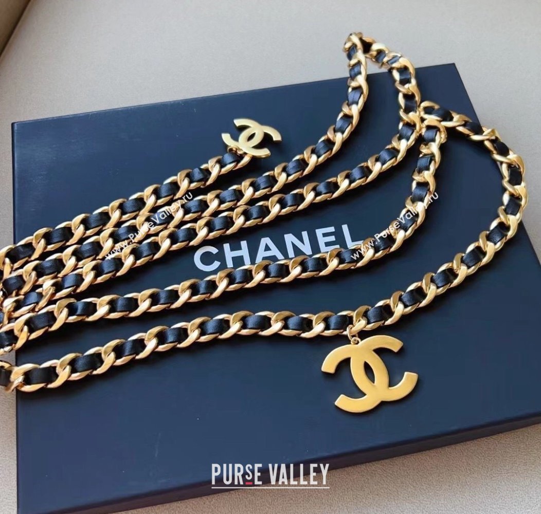 Chanel Chain and Leather Belt Black 2024 1127 (99-241127052)