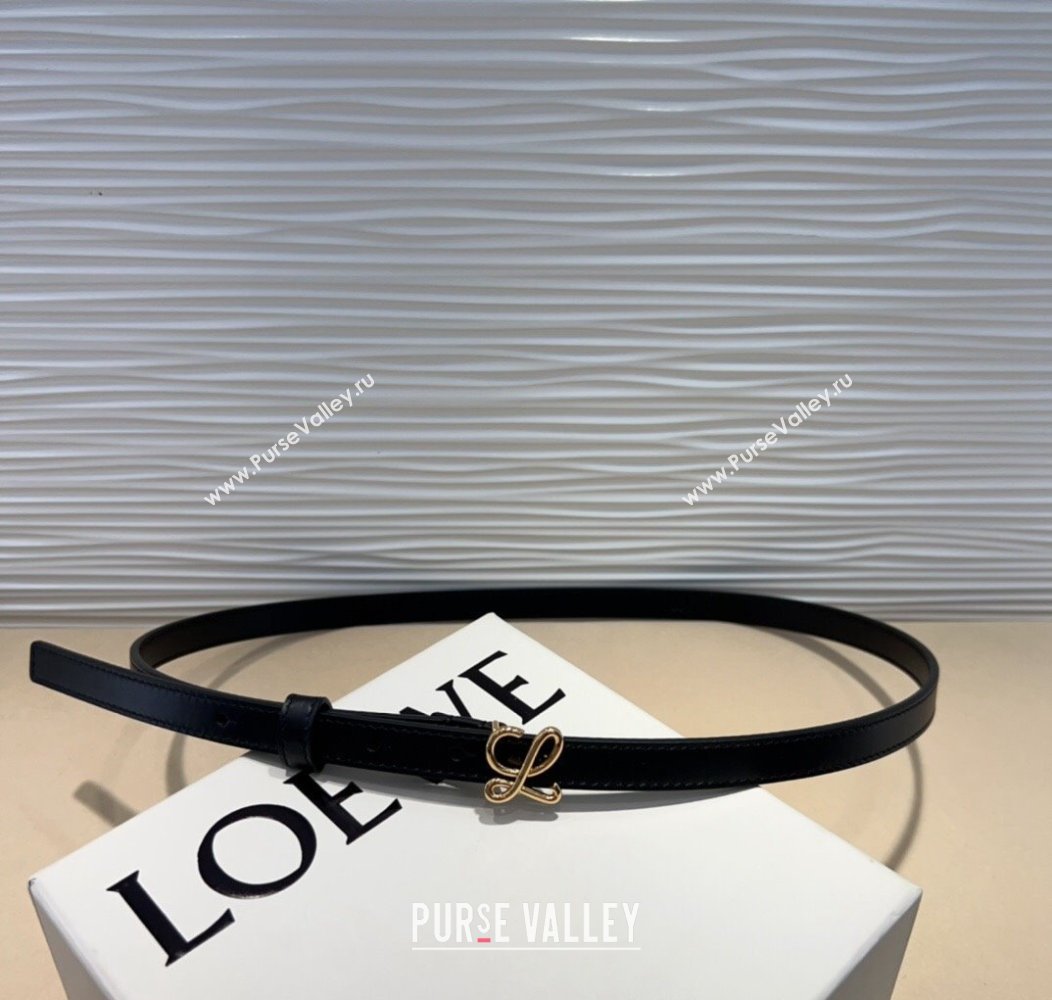 Loewe Calfskin Belt 1.5cm with Logo Buckle Black/Gold 2024 1127 (99-241127065)