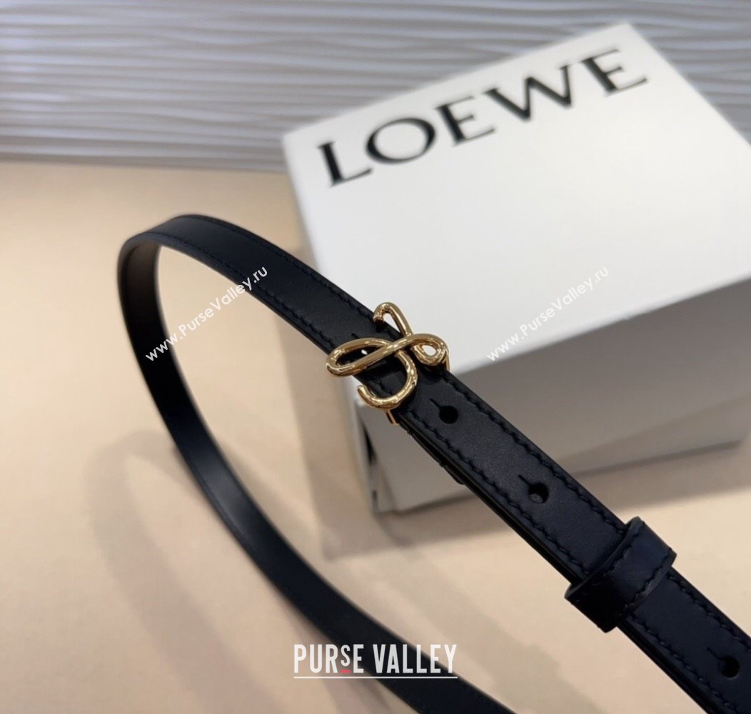 Loewe Calfskin Belt 1.5cm with Logo Buckle Black/Gold 2024 1127 (99-241127065)