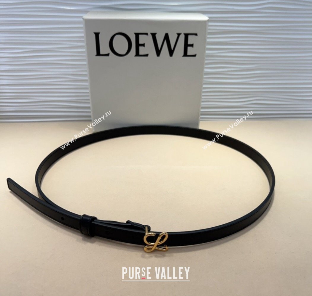 Loewe Calfskin Belt 1.5cm with Logo Buckle Black/Gold 2024 1127 (99-241127065)