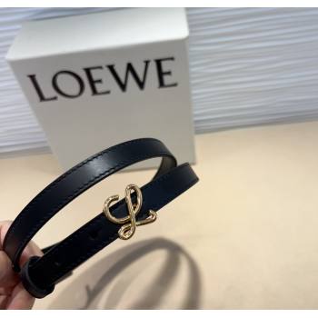 Loewe Calfskin Belt 1.5cm with Logo Buckle Black/Gold 2024 1127 (99-241127065)