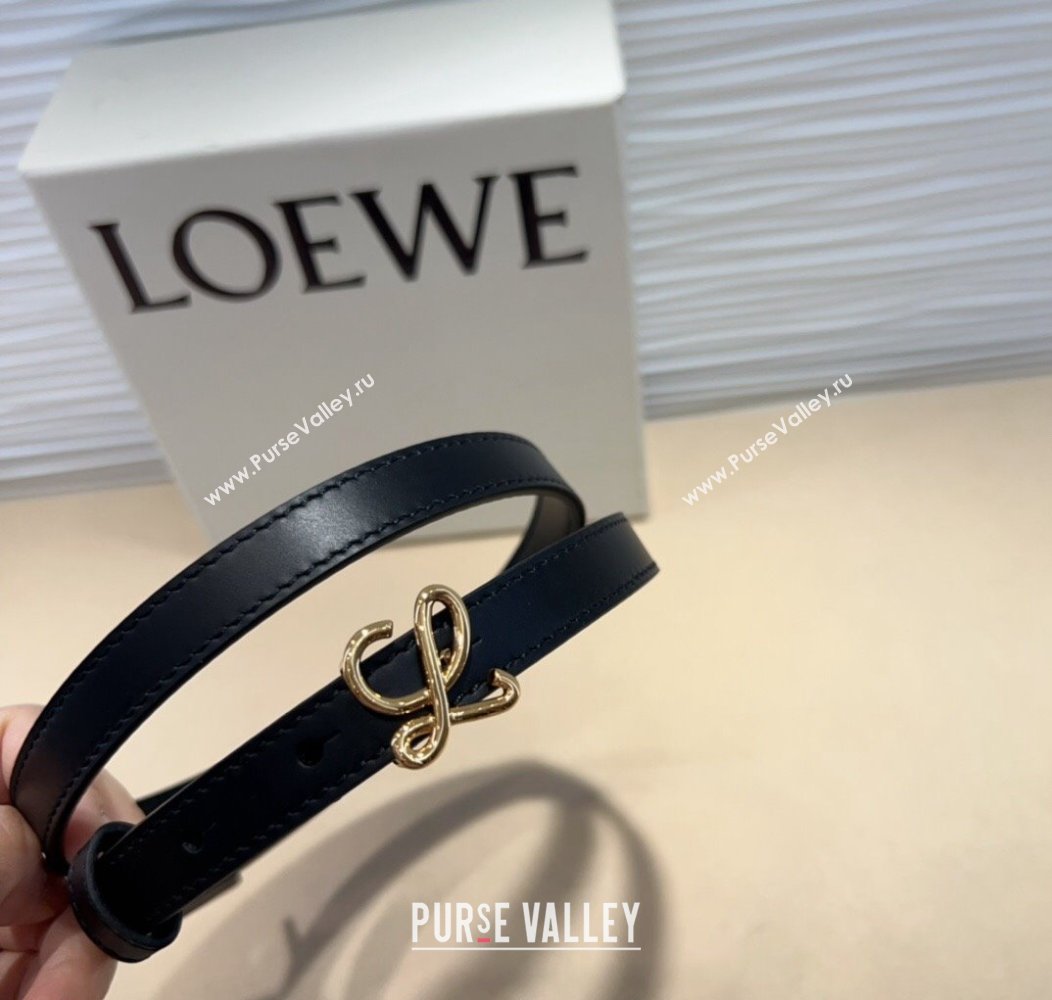 Loewe Calfskin Belt 1.5cm with Logo Buckle Black/Gold 2024 1127 (99-241127065)