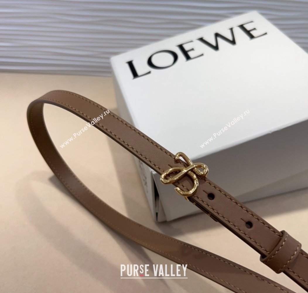 Loewe Calfskin Belt 1.5cm with Logo Buckle Beige/Gold 2024 1127 (99-241127066)