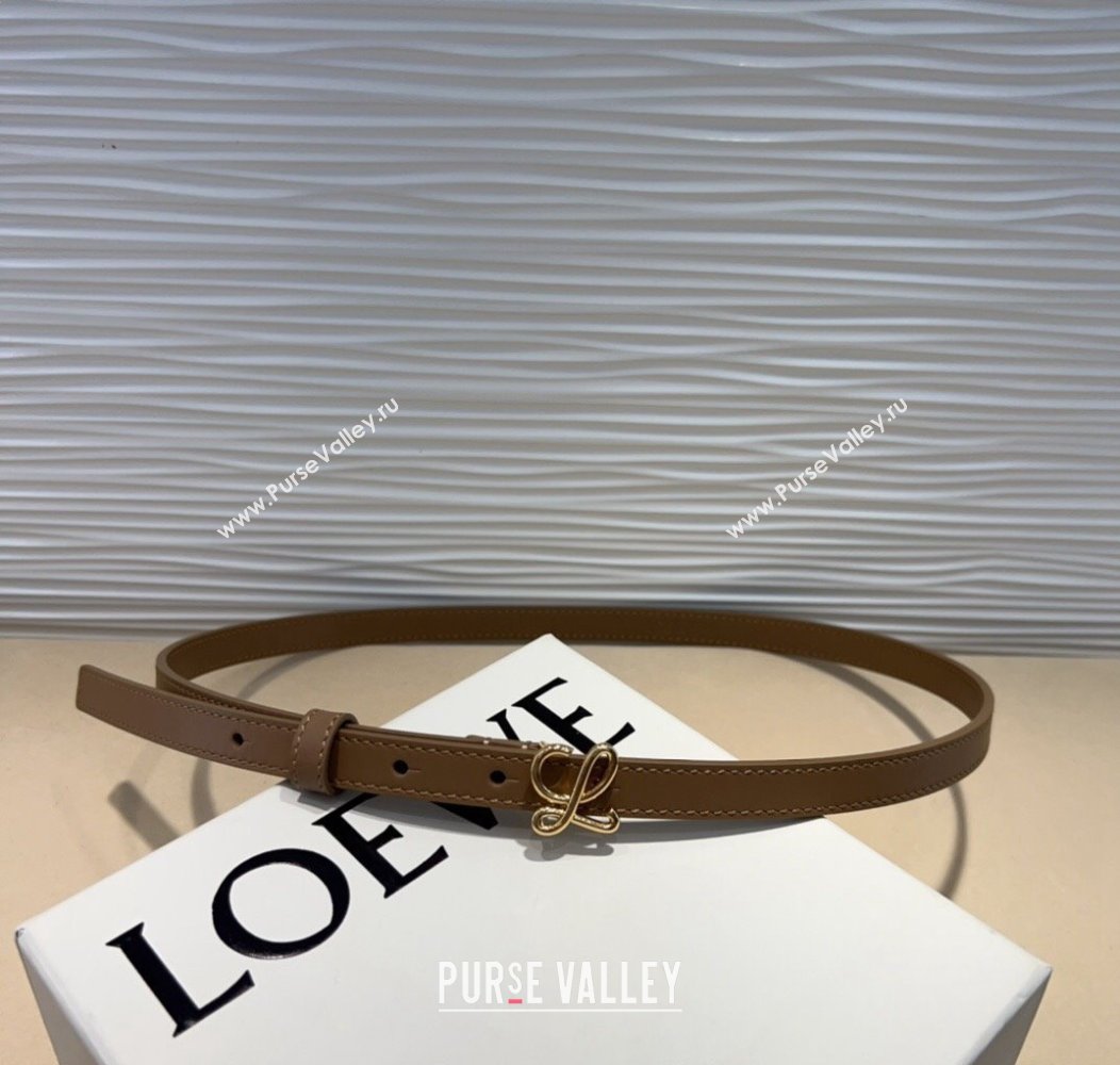 Loewe Calfskin Belt 1.5cm with Logo Buckle Beige/Gold 2024 1127 (99-241127066)