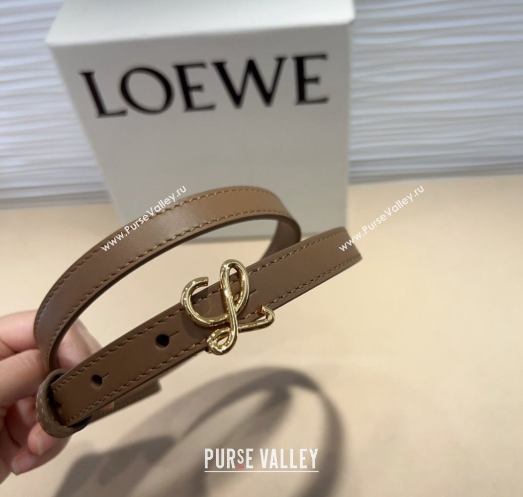 Loewe Calfskin Belt 1.5cm with Logo Buckle Beige/Gold 2024 1127 (99-241127066)