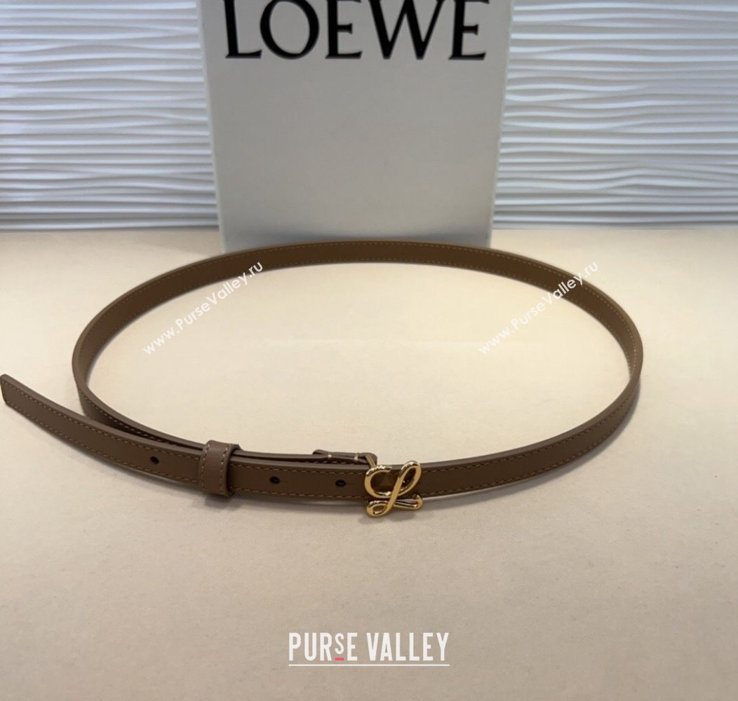 Loewe Calfskin Belt 1.5cm with Logo Buckle Beige/Gold 2024 1127 (99-241127066)