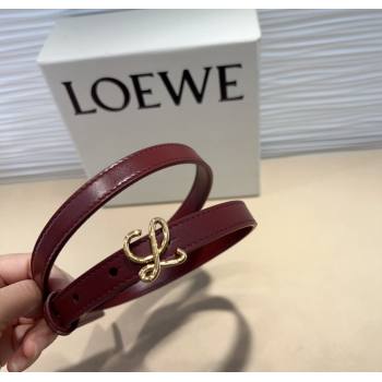 Loewe Calfskin Belt 1.5cm with Logo Buckle Burgundy/Gold 2024 1127 (99-241127067)