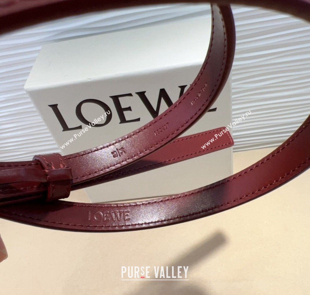 Loewe Calfskin Belt 1.5cm with Logo Buckle Burgundy/Gold 2024 1127 (99-241127067)