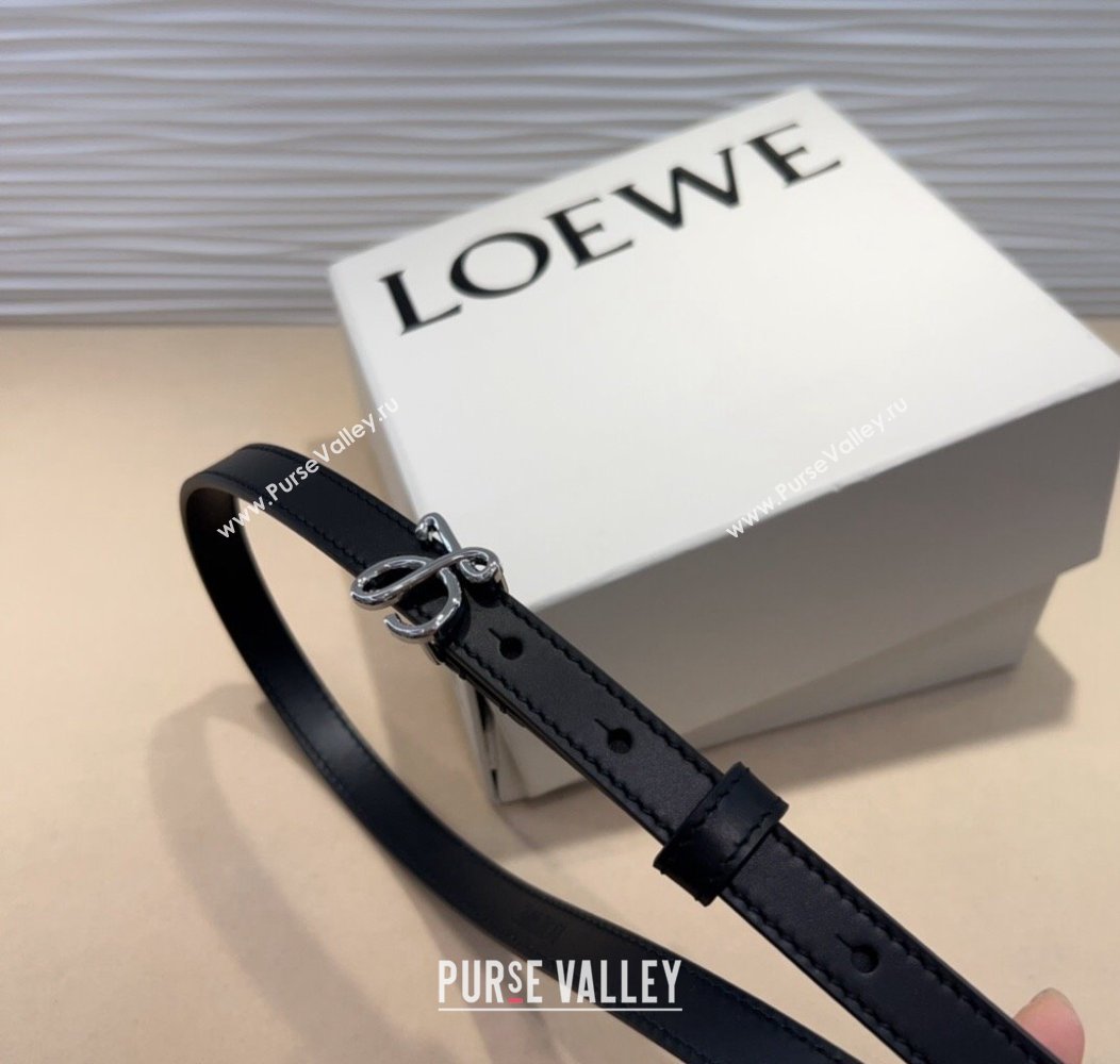 Loewe Calfskin Belt 1.5cm with Logo Buckle Black/Silver 2024 1127 (99-241127068)