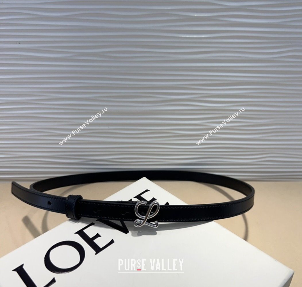 Loewe Calfskin Belt 1.5cm with Logo Buckle Black/Silver 2024 1127 (99-241127068)