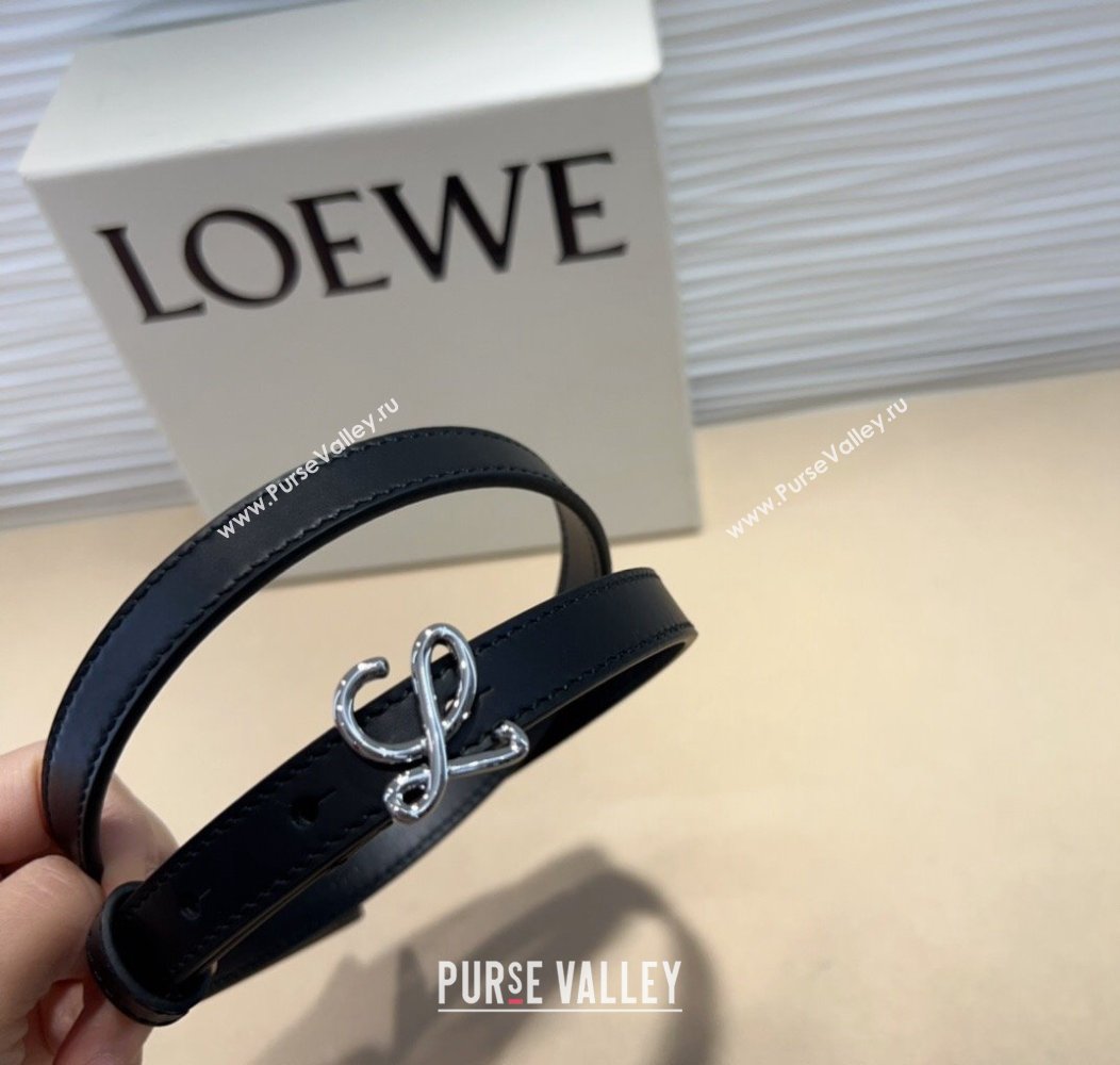 Loewe Calfskin Belt 1.5cm with Logo Buckle Black/Silver 2024 1127 (99-241127068)